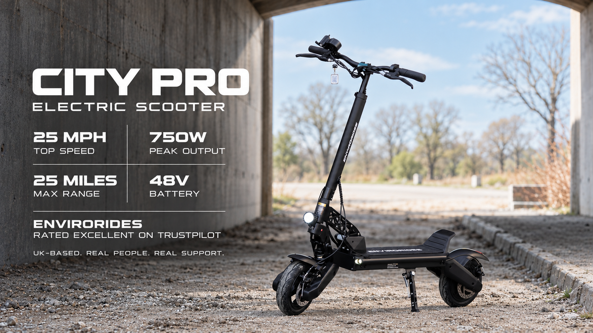 EnviroRides City Pro electric scooter homepage hero
