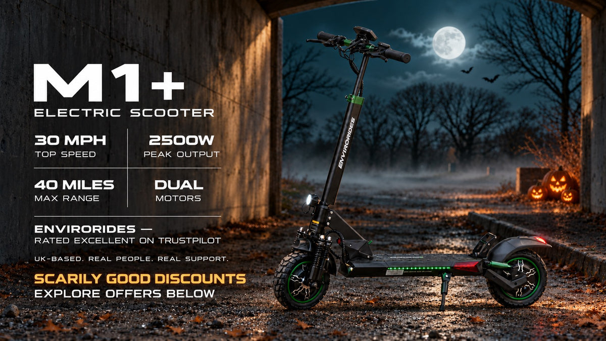 EnviroRides M1+ electric scooter homepage hero