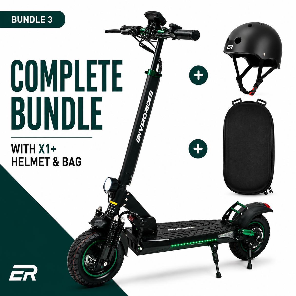 X1+ electric scooter bundle with helmet and storage bag